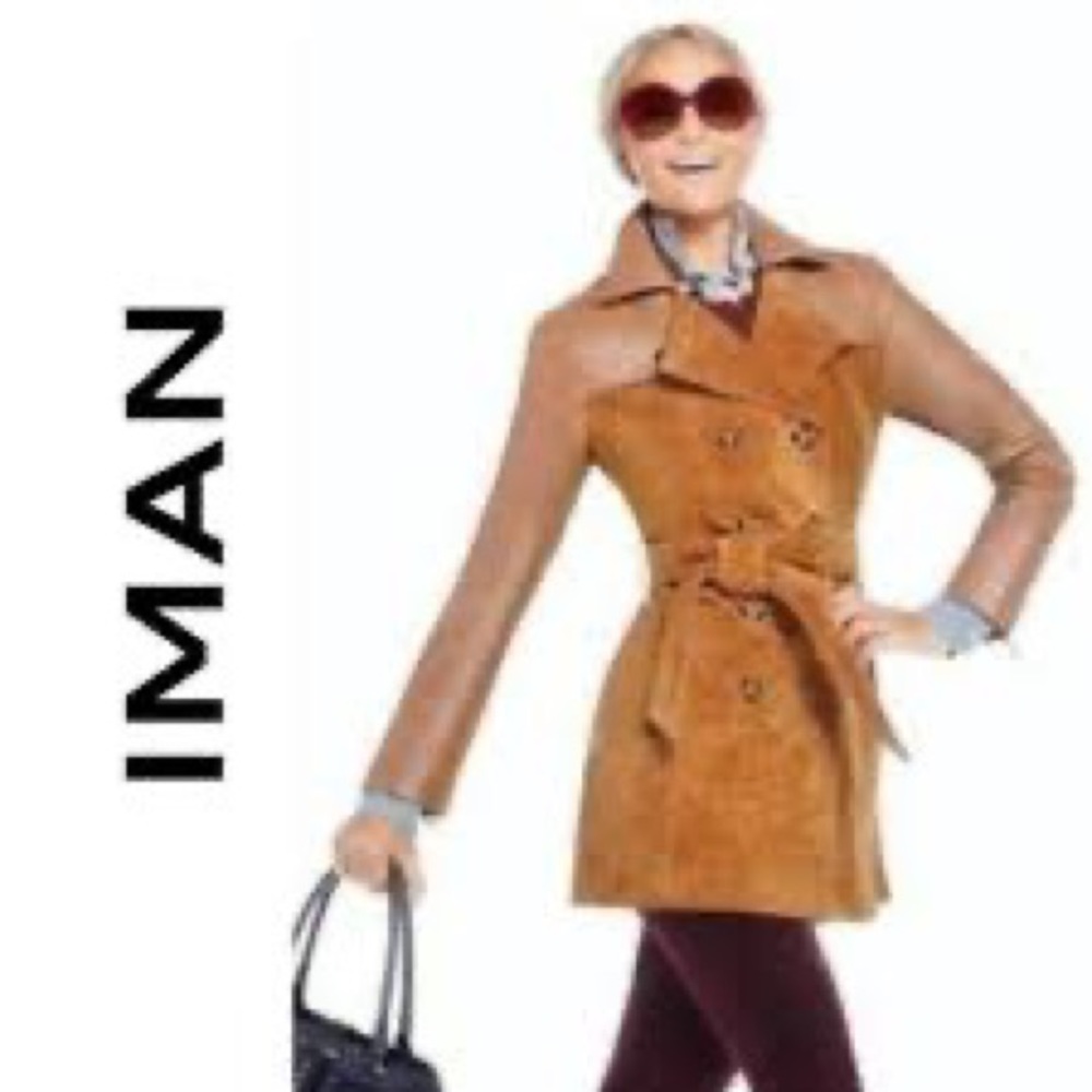 Iman red leather and suede jacket